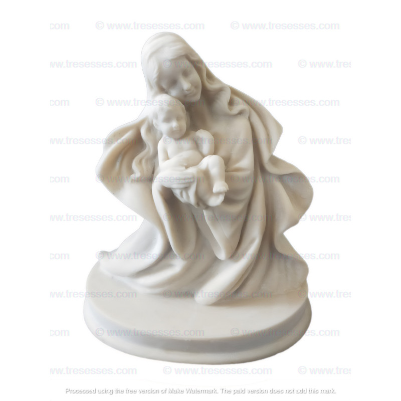 Serene Holy Mother and Son Sculpture